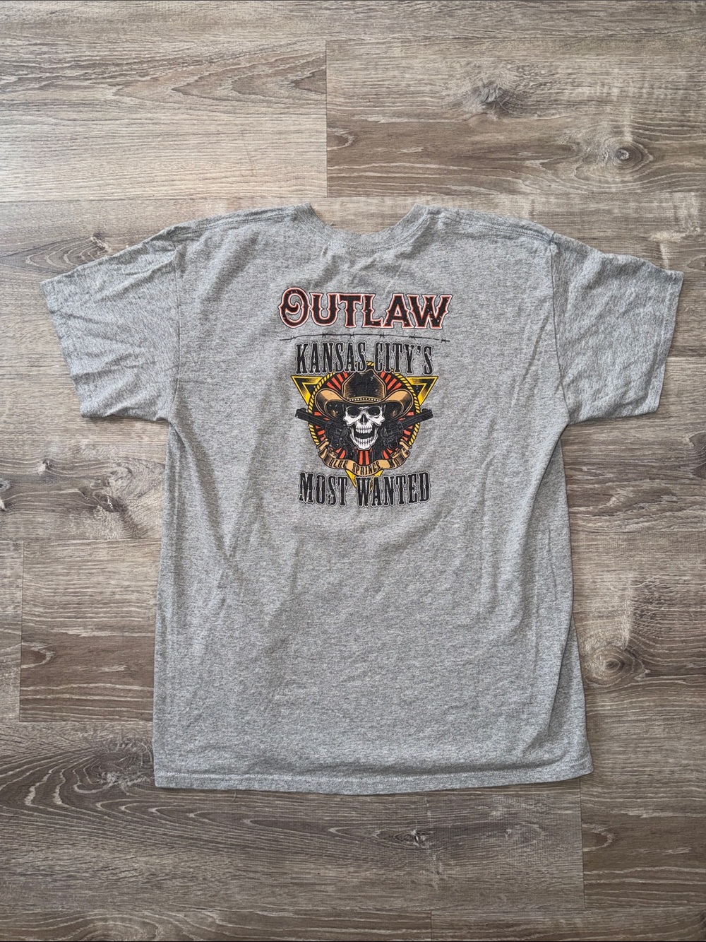 Gildan Gray 'Outlaw Kansas City Most Wanted' Graphic Tee